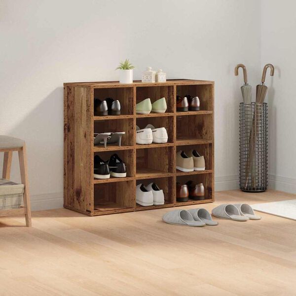 vidaXL Cabinet &agrave; chaussures avec &eacute;tag&egrave;re Bois ancien 77,5 x 30 x 67 cm