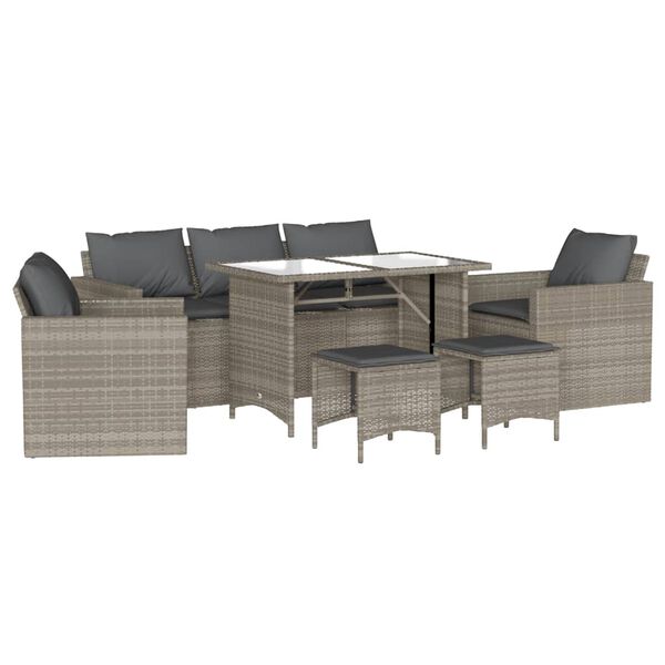 vidaXL Salon de jardin 6 pcs avec coussins gris clair r&eacute;sine tress&eacute;e