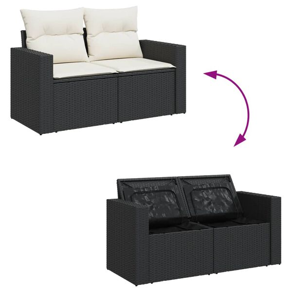 vidaXL Salon de jardin 9 pcs avec coussins noir r&eacute;sine tress&eacute;e