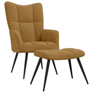 vidaXL Chaise de relaxation avec tabouret Marron Velours