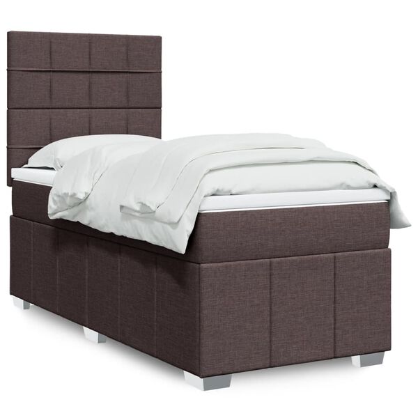 vidaXL Sommier &agrave; lattes de lit avec matelas Marron fonc&eacute; 90x190 cm