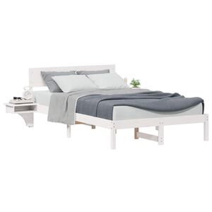 vidaXL Cadre de lit avec t&ecirc;te de lit Blanc 135 x 190 cm Pin massif
