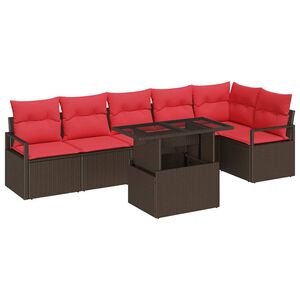 vidaXL Ensemble de canap&eacute; de jardin 7 pc Marron Poly rotin