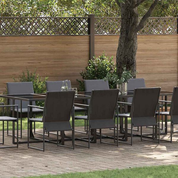 vidaXL Ensemble de salle &agrave; manger pour jardin 11 pcs Noir Acier