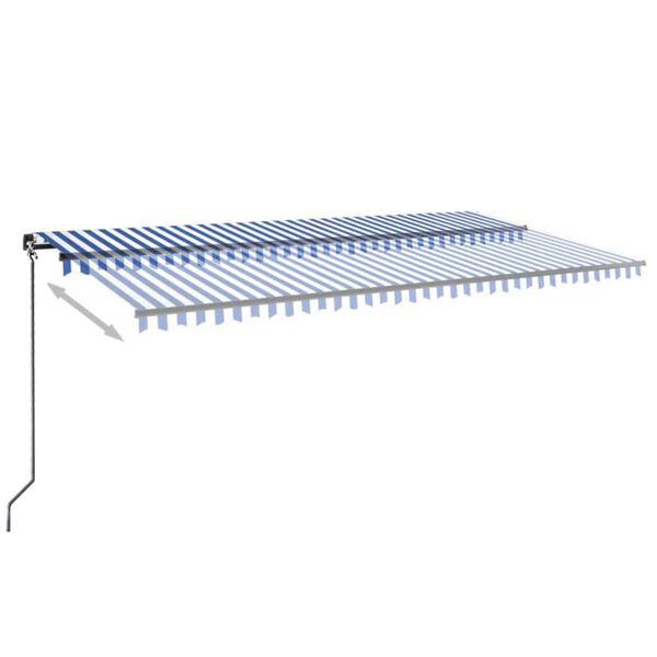 vidaXL Auvent manuel r&eacute;tractable avec LED 600x300 cm Bleu et blanc