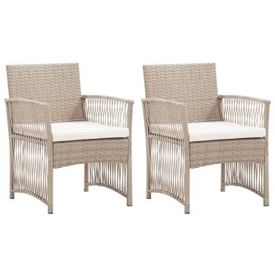 vidaXL Fauteuils de jardin avec coussins lot de 2 Beige Résine tressée