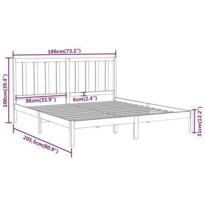 vidaXL Cadre de lit sans matelas blanc 180x200 cm bois massif