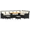 vidaXL Salon de jardin 4 pcs avec coussins forme L noir r&eacute;sine tress&eacute;e
