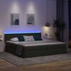 vidaXL Lit avec rangement et LED Gris fonc&eacute; 200 x 200 cm tissu