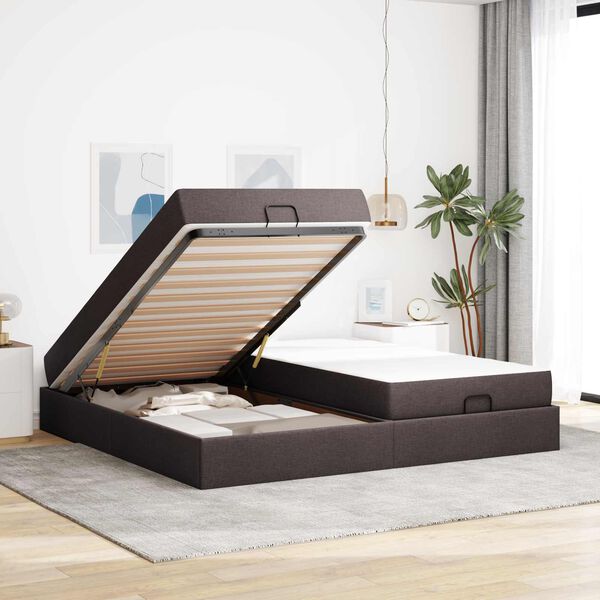 vidaXL Cadre de lit avec matelas avec matelas 2 pcs Tan tissu