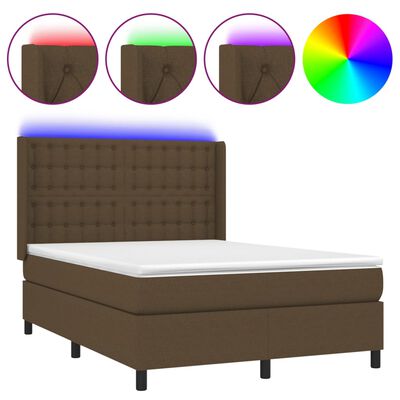 vidaXL Sommier à lattes de lit matelas et LED Marron foncé 140x190 cm