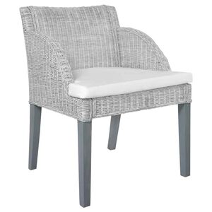 vidaXL Chaise &agrave; manger avec coussin Gris Rotin naturel