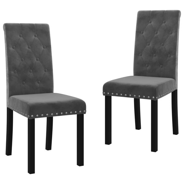 vidaXL Chaises &agrave; manger lot de 2 gris fonc&eacute; velours