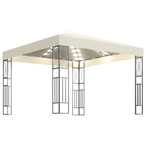 vidaXL Tonnelle avec guirlande lumineuse &agrave; LED 3x3 m Cr&egrave;me Tissu