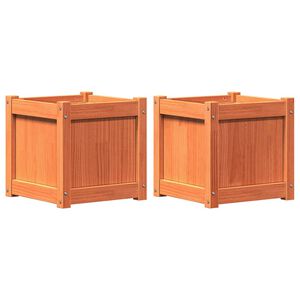 vidaXL Jardini&egrave;res 2 pcs cire marron bois de pin massif