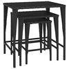 vidaXL Tables gigognes 3 pcs noir résine tressée