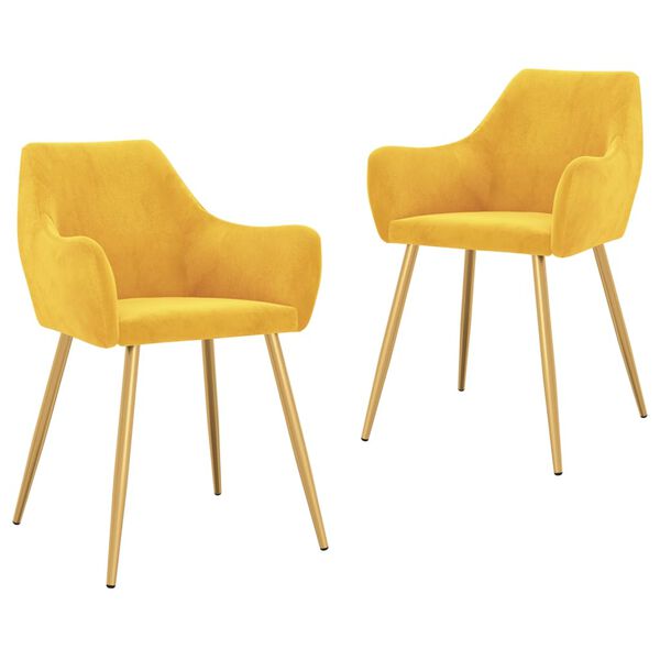 vidaXL Chaises &agrave; manger lot de 2 Jaune Velours