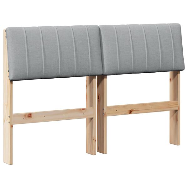vidaXL T&ecirc;te de lit capitonn&eacute;e Gris clair 120 cm Pin massif
