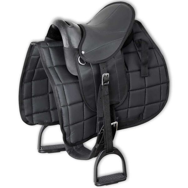 vidaXL Ensemble de selle Pony 10" Noir