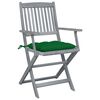 vidaXL Chaises pliables d'ext&eacute;rieur lot de 2 et coussins Bois d'acacia
