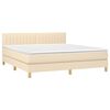 vidaXL Sommier &agrave; lattes de lit avec matelas LED Cr&egrave;me 180x200 cm Tissu