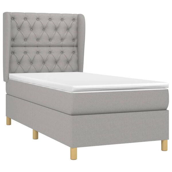 vidaXL Sommier &agrave; lattes de lit avec matelas Gris clair 80x200 cm Tissu