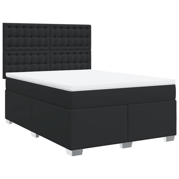 vidaXL Sommier &agrave; lattes de lit avec matelas Noir 140x190 cm Similicuir