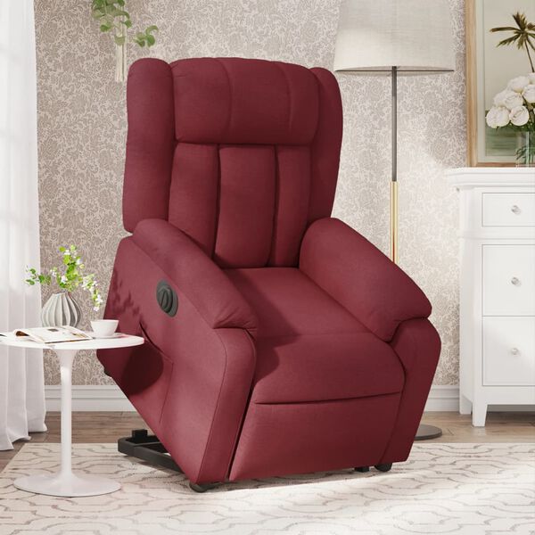 vidaXL Fauteuil inclinable &eacute;lectrique rouge bordeaux tissu