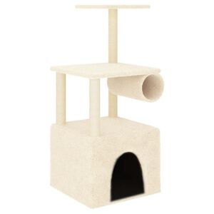 vidaXL Arbre &agrave; chat avec griffoirs en sisal cr&egrave;me 109,5 cm