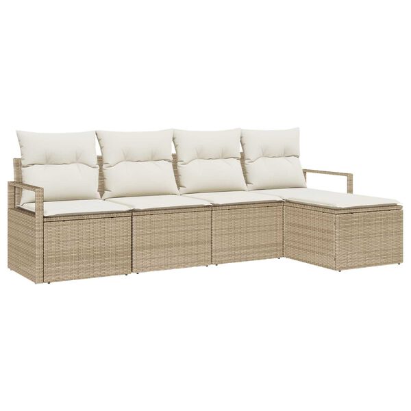 vidaXL Ensemble de Canap&eacute;s avec coussin 5 pcs Beige et cr&egrave;me polyrotin