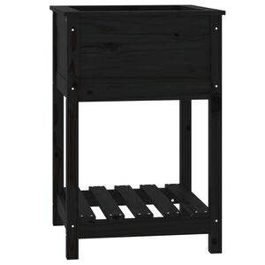 vidaXL Jardini&egrave;re avec &eacute;tag&egrave;re Noir 54x54x81 cm Bois massif de pin