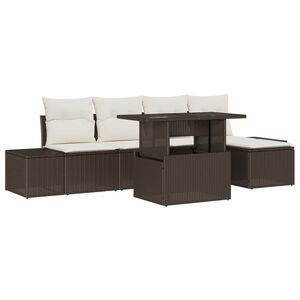 vidaXL Ensemble de canap&eacute; de jardin 6 pcs Marron Poly rotin