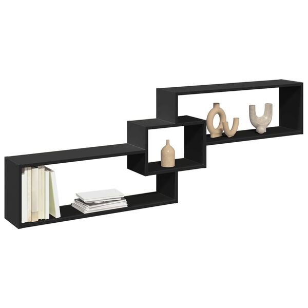 vidaXL Armoire murale 158x18x53 cm noir bois d'ing&eacute;nierie