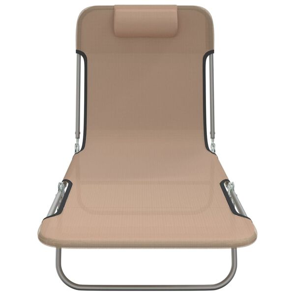 vidaXL Chaises longues pliables lot de 2 taupe textil&egrave;ne et acier