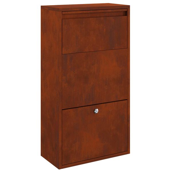 vidaXL Bo&icirc;te de d&eacute;p&ocirc;t de colis Rouill&eacute; 44 x 22 x 82 cm Acier patin&eacute;