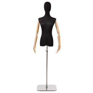 vidaXL Mannequin r&eacute;glable 162-233 cm avec t&ecirc;te et base Femme PP Noir