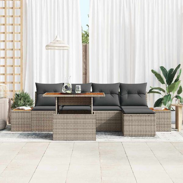 vidaXL Ensemble de canap&eacute; de jardin 6 pcs Gris Poly rotin