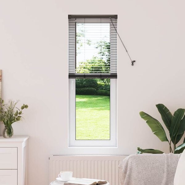 vidaXL Store de Fen&ecirc;tre avec des rideaux Noir Aluminium
