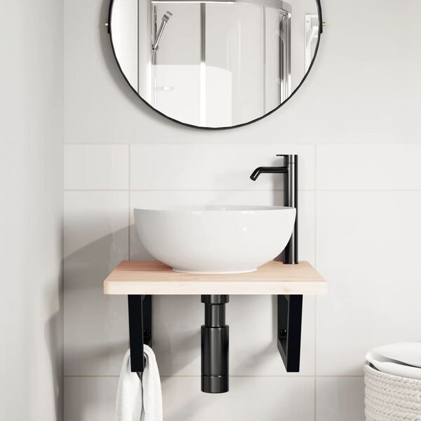 vidaXL Supports d'étagères pour lavabo 2 pcs noir trapèze acier