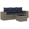 vidaXL Ensemble de canap&eacute; de jardin 4 pcs avec coussins gris r&eacute;sine tress&eacute;e