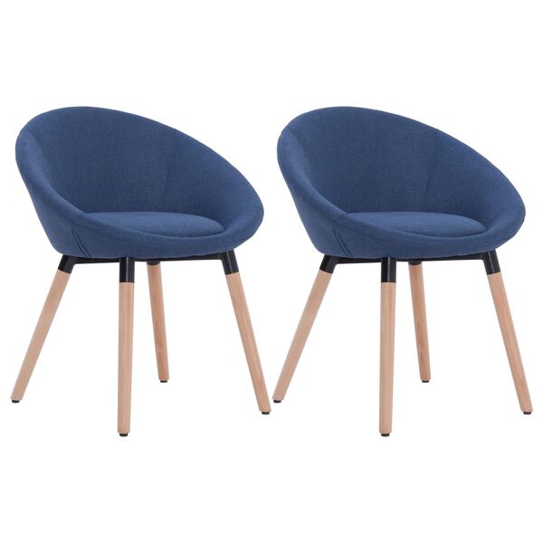 vidaXL Chaises &agrave; manger lot de 2 bleu tissu