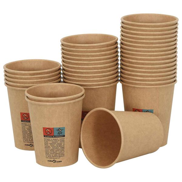 vidaXL Tasses à café en papier 1000 pcs 8oz 200ml marron