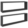 vidaXL &Eacute;tag&egrave;res cube murales 2 pcs Gris 100x15x30 cm bois d'ing&eacute;nierie