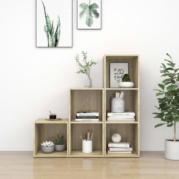 vidaXL Ensemble de meubles TV 3 pcs Ch&ecirc;ne sonoma Bois d'ing&eacute;nierie