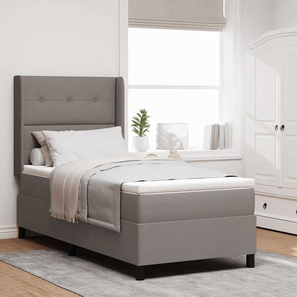 vidaXL Lit &agrave; ressorts avec matelas Taupe 190 x 90 cm tissu