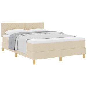 vidaXL Lit &agrave; ressorts avec matelas Cr&egrave;me 160 x 200 cm tissu