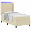 vidaXL Lit &agrave; ressort LED avec matelas Cr&egrave;me 100 x 200 cm tissu