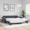 vidaXL Lit de jour avec gigogne sans matelas gris fonc&eacute; 100x200 cm