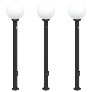 vidaXL Bornes lumineuses avec d&eacute;tecteur et prise lot de 3 120 cm noir IP44