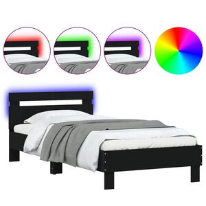 vidaXL Cadre de lit sans matelas avec lumi&egrave;res LED noir 100x200 cm
